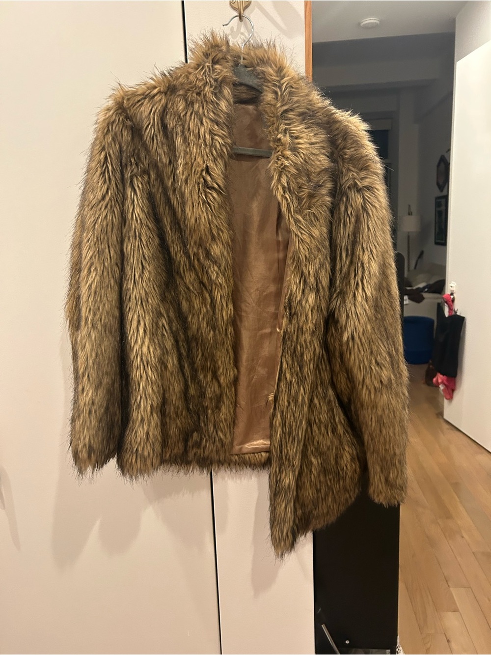 ASOS Design Curve Stand Collar Faux Fur Coat - Brown